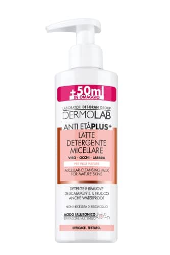Dermolab - Micellare Antiage Plus Gesichtsreinigungsmilch für reife Haut, mit Hyaluronsäure-Pool, reinigt tief und minimiert Falten, dermatologisch getestet, 200 ml