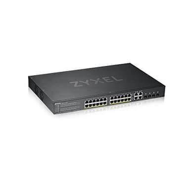 Zyxel Netzwerk PoE Switch 24 Port | Smart Managed Gigabit LAN Splitter | 24x GbE PoE+ mit 375W Budget + 4x SFP Combo Ports | Smart Fan | Cloud Modus | Rack Montage, Kit im Lieferumfang | GS1920-24HPv2