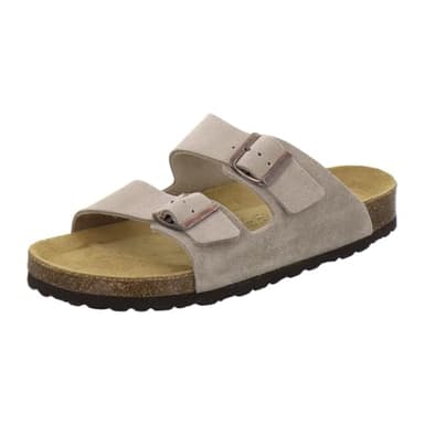 AFS-Schuhe 3100 Bequeme Sandalen für Herren Leder offen, Hausschuhe Pantolette, Made in Germany (43 EU, Quarz)