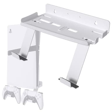 sciuU Wandhalterung für PS5 Pro / PS5 Slim Konsole & Controller - 2mm Stahl Wandhalterung kompatibel mit PlayStation 5 Pro Disc/Digital Konsole + 2 * Halterung kompatibel mit Dualsense Controller