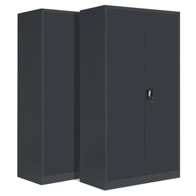 2-Pack LagerZwei Mehrzweckschrank 195x100x50cm I Metallschrank, 4 Fachböden I Großer Aktenschrank, abschließbar I Robuster Allzweckschrank als Werkstattschrank & Büroschrank I Stahlschrank anthrazit