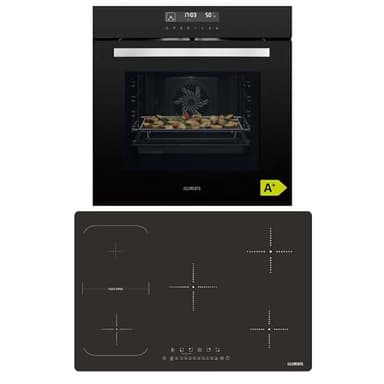 KB ELEMENTS Autarkes Herdset | 60cm Einbaubackofen | Air Fry Funktion | 77cm Induktionskochfeld | Induktionskochfeld mit Flexzone | Grill | Heißluft | AQUA CLEAN | 14 x Funktionen