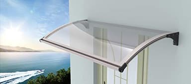 SCHARTEC Aluminium Vordach mit LED Beleuchtung und Bewegungsmelder - Haustür Überdachung in zwei Größen - Haustürvordach - Pultvordach mit Licht (1200 x 1000 mm)