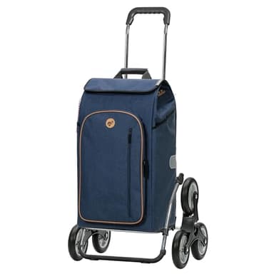 Andersen Einkaufstrolley - klappbar - 61 Liter - Treppensteiger - mit Kühlfach - belastbar 60 kg - Stahlgestell - Trolley - Rad Ø 3 x 13 cm - Royal Shopper Steel Folke blau