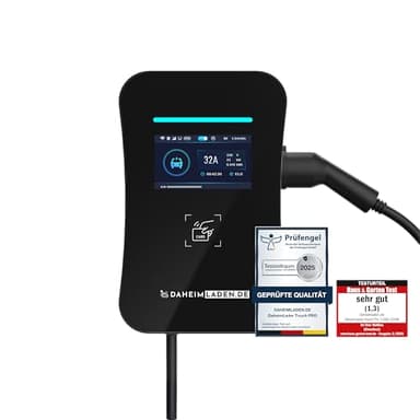 DAHEIM LADEN.DE Touch PRO Wallbox 11kW, mit 7.5m Ladekabel, mit App, MID-Stromzähler, PV-Überschussladen, Lastmanagement, RFID, 14a