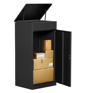 Paketbox Briefkasten mit Paketfach Paketbox Draussen Groß XXL Diebstahlgeschützter Paketbriefkasten Standbriefkasten mit Code-Schloss, wandmontiert wasserdicht für Veranda/Garten