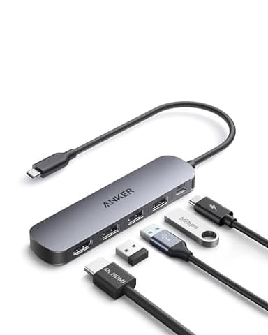 Anker USB C Hub (5-in-1), 4K@30Hz HDMI mit 90W Max. Power Delivery, USB-A Daten-Ports, kompakt und stylisch für MacBook, Dell XPS und mehr (Ladegerät Nicht enthalten)