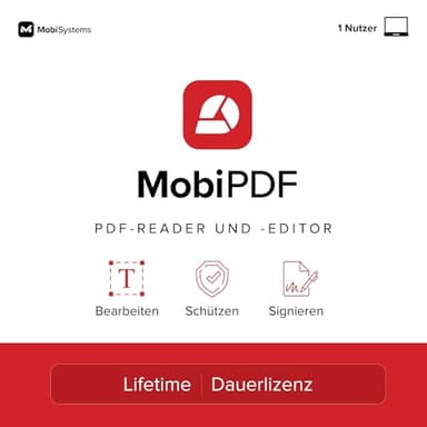 MobiPDF Lifetime – Professioneller PDF Editor | Lebenslange Lizenz | Bearbeiten, Schützen, Kommentieren, Ausfüllen und Signieren von PDFs für 1 Windows PC