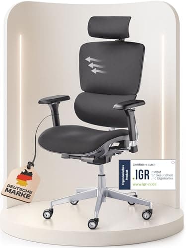WINTONCOVE Merlin Bürostuhl Ergonomisch [VERGLEICHSSIEGER] Bürostuhl Testsieger | Schreibtischstuhl Ergonomisch | Komfortabler Gaming Stuhl | Drehstuhl 150kg für höchsten Komfort