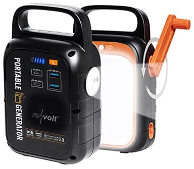 revolt Kurbelgenerator: Kurbel-Dynamo-Powerstation mit 22,5 Ah, USB-C Power Delivery, 18 Watt (Kurbel Powerbank, Akku, Kabel)