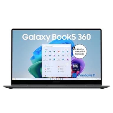 Samsung Galaxy Book5 360 15,6" 2-in-1-Laptop, Convertible AI-Notebook mit Intel Core Ultra 7 Prozessor, 32 GB RAM, 1 TB Speicher, Moonstone Gray, 3 Jahre Herstellergarantie [Exklusiv bei Amazon]