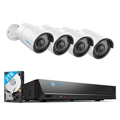 Reolink 5MP Überwachungskamera Aussen Set, Videoüberwachung mit 8CH 2TB HDD NVR und 4X 5MP PoE IP Outdoor Kamera, mit Personen-/Fahrzeugerkennung für 24/7 Überwachung, IR Nachtsicht, RLK8-410B4-5MP
