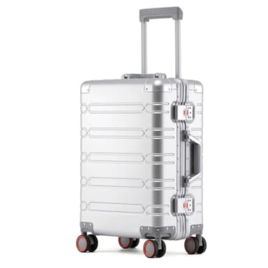 Simcat 24in All Aluminum Suitcase, 100% Aluminium Metallkoffer, Aluminiumlegierung Koffer Trolleys Handgepäckkoffer mit Spinnerrädern, TSA-Schloss (Silber, Silber,65×42×26cm,53L)