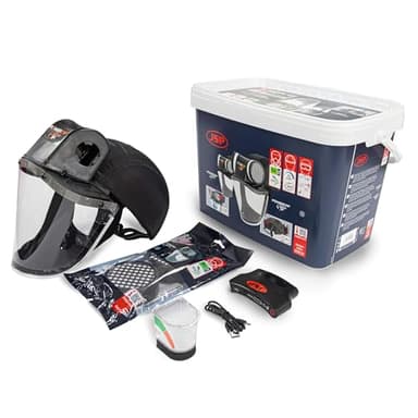 JSP POWERCAP ACTIVE IP Gebläseunterstützte PAPR Atemschutzmaske - Filter & Aufprallschutz-Visier - 8h Akku & USB-Aufladung - Staub, Partikelschutz - Holzbearbeitung & Heimwerken - EN12941 & EN166
