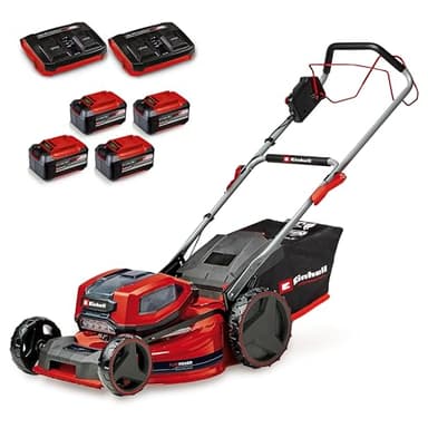 Einhell Akku-Rasenmäher GP-cm 36/52 S Li BL Kit Power X-Change (36 V, 52 cm Schnittbreite, bis 1200 m², Brushless, 65 L Fangkorb, Radantrieb, inkl. 4X 5,2 Ah + 2X Twincharger)