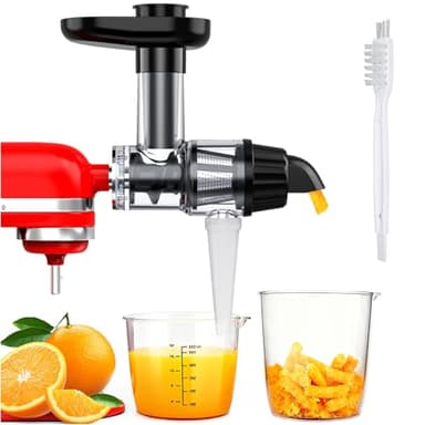 Entsafter Aufsatz für KitchenAid Standmixer von MMOBIEL – Slow Juicer Kaltentsafter & Frucht- und Gemüsesiebe – Inklusive Lebensmittelstopfer & Reinigungsbürste