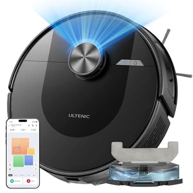 Ultenic Saugroboter mit Wischfunktion, 8000Pa Saugkraft, 180Min Laufzeit, 3 in 1 Saug und Wischroboter mit LiDAR Navigation, Staubsauger Roboter für Teppich, Tierhaare, APP & Fernbedienung Steuerung