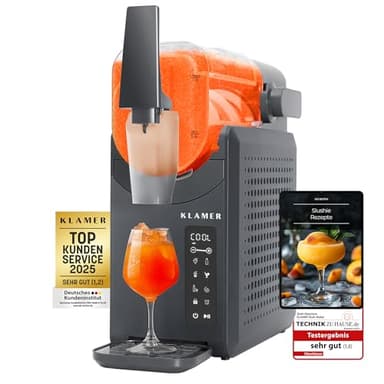 KLAMER Slush Maschine, mit 5 smarten Programmen: Slushie, Cocktail, Milchshake, Frappé, Wein, Automatische Reinigung, 2L Fassungsvolumen, Turbo Freeze, kein Eis erforderlich, mit digitalem Rezeptbuch