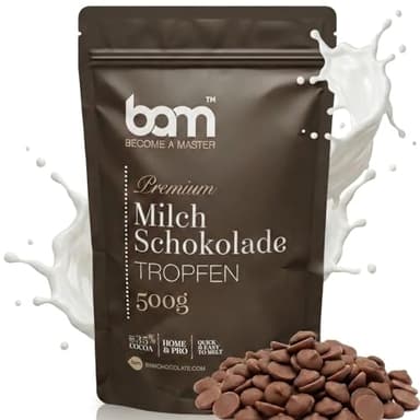 BAM Schokodrops Vollmilch – Milchschokolade Tropfen zum Backen & Schmelzen | Backschokolade für Kuchen, Cookies & Desserts | Chocolate Chips – 500 g