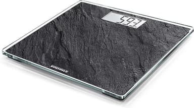 Soehnle Style Sense Compact 300 Slate, digitale Personenwaage mit LCD-Anzeige, elektronische Waage mit extraflachem Design, große Trittfläche, Körperwaage mit einer Tragkraft bis zu 180 kg