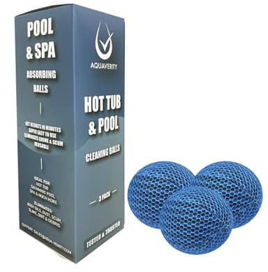 AQUAVERITY Whirlpool-Scum-Absorber-Bälle – Wiederverwendbare Schwammreiniger zum Schwimmen für Whirlpools und Pools – Umweltfreundliches Whirlpool-Zubehör zur Entfernung von Schaum, Öl & FET