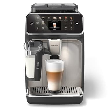Philips Serie 5500 Kaffeevollautomat – LatteGo Milchsystem, 20 heiße und kalte Kaffeespezialitäten, 40% leiser mit SilentBrew, QuickStart, Schwarz Verchromt (EP5547/90)