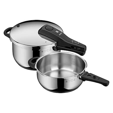 WMF Perfect One Pot Schnellkochtopf Induktion Set 2-teilig, Dampfkochtopf 4,5l, 3l, großes Kochsignal, 2 Kochstufen, abnehmbarer Deckelgriff, für alle Herdarten geeignet, Edelstahl