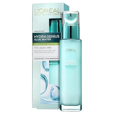 L'Oréal Paris Feuchtigkeitsfluid normale bis Mischhaut für Frauen: frische, geschmeidige Haut & bis zu 72h Feuchtigkeit mit Aloe Water und Hyaluronsäure, Hydra Genius, 1x 70ml