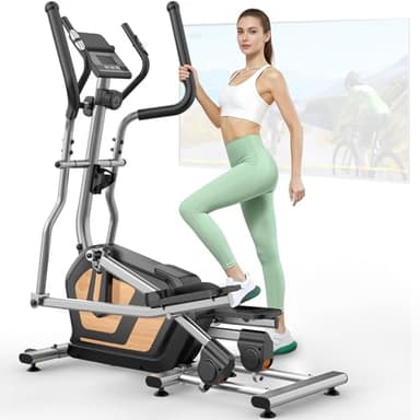 Cowmew Crosstrainer für Zuhause, Magnetischer Crosstrainers mit 16 Widerstandsstufen, Ultraleise Ellipsentrainer mit 10kg Schwungrad, 45cm Schrittlänge, App Kompatibel, Pulssensor, Bis 150kg