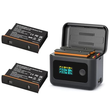 Treeboy Insta 360 X4 Air Batteries(2 Packs) with Fast Charge Hub 24W Dual Fast Charging Case w/LCD Display Shows Battery SOC