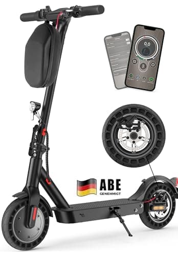 E Scooter mit Straßenzulassung, 10 Zoll, Max 40km Reichweite 20km/h, Komfortable Stoßdämpfung, Elektro Scooter bis 120kg, APP-Verbindung, LED-Display, Duales Bremssystem Elektroroller für Erwachsene