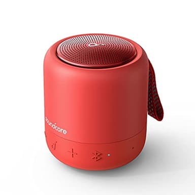 soundcore Anker Mini 3, Bluetooth-Lautsprecher mit BassUp und PartyCast Technologie, USB-C, Wasserschutz IPX7, Individueller EQ (in Rot)
