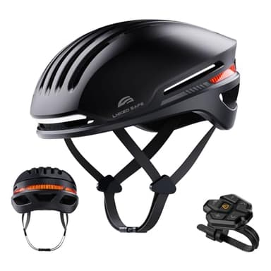 LIZVIE Fahrradhelm mit Bluetooth, intelligenter Fahrradhelm für Erwachsene Männer Frauen mit Lautsprechern, Auto-Bremsblinker, vorderen und hinteren LED-Blinkern, Fernbedienung. (Schwarz, M/L)