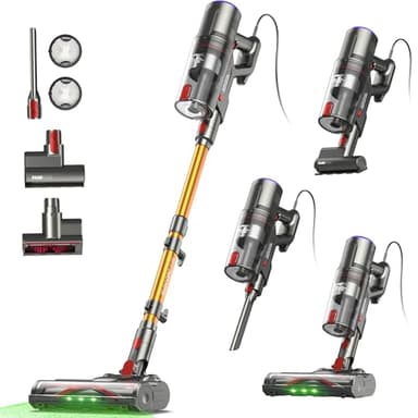 FAMIVAC FV2 Staubsauger mit Kabel, 65Kpa/600W Staubsauger Beutellos mit Matratzenbürste, 1,3KG Leichtgewicht, 7M Kabel, 60dB Leise, 1,5L, Selbststehend, Anti-Tangle-Bürste für Teppich/Boden/Tierhaare