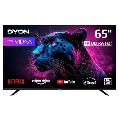 DYON Movie Smart 65 VX - 65 Zoll (164 cm) 4K UHD Smart TV mit Triple Tuner (DVB-C/-S2/-T2), App Store, Prime Video, Netflix, YouTube, DAZN, Disney+, waipu.tv, Hotelmodus