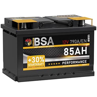 BSA Autobatterie 85Ah 12V 790A/EN +30% mehr Startkraft Starterbatterie Batterie ersetzt 70Ah 72Ah 74Ah 75Ah 77Ah 80Ah