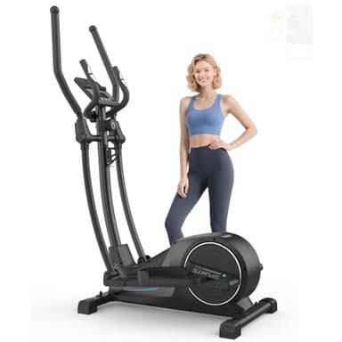 Cowmew Crosstrainer für Zuhause, Ultraleiser Magnetischer Ellipsentrainer mit 16 Widerstandsstufen, 8 kg Schwungrad, 42 cm Schrittlänge, LCD-Monitor mit APP, Belastbarkeit 150 kg