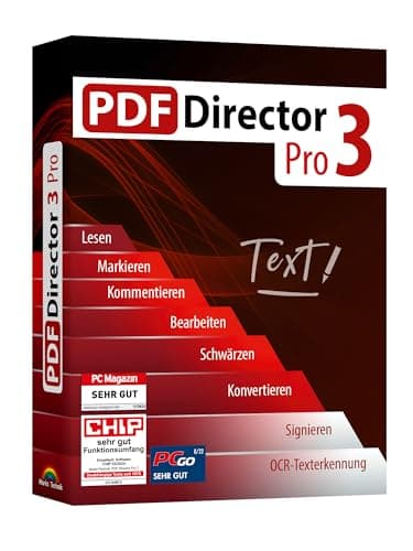 PDF Director 3 PRO - 3 PCs - inkl. OCR Modul PDFs bearbeiten, erstellen, konvertieren, schützen, signieren für Win 11, 10,8.1, 7