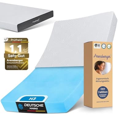 Arensberger Kindermatratze Jugendmatratze, 90x200cm 13cm hoch, Alter 5 bis 16 Jahre, Bezug | punktelastischer Gelschaum | waschbarer & Abnehmbarer Premium Bezug Allergiker freundlich