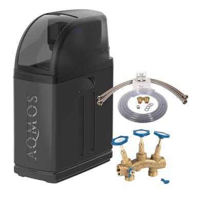 Aqmos R2D2-32 BLACK EDITION Wasserenthärtungsanlage mit Anschlussset 1" und Montageblock 1" | Enthärtungsanlage für Haushalte bis zu 3 Personen | Entkalkungsanlage Entkalker für weiches Wasser