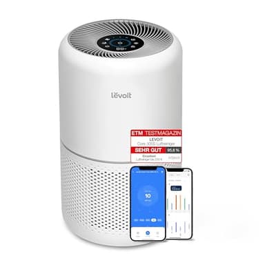 LEVOIT Luftreiniger mit HEPA Luftfilter gegen 99,97 Prozent Schimmel Staub Pollen Tierhaare, Luftqualitäts-Feedback und Auto-Modus, CADR 240m³/h für Raucherzimmer, Air Purifier 22dB Schlafmodus Timer