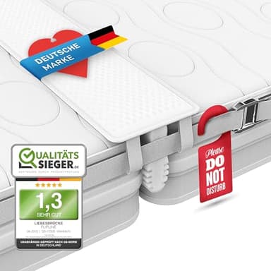 FLIPLINE Liebesbrücke für Matratzen All-IN-ONE Premium Set [200x18cm] für Familien & Paare mit rissfestem Bezug, Spanngurt und Transporttasche - Matratzenkeil Ritzenfüller Matratzenbrücke
