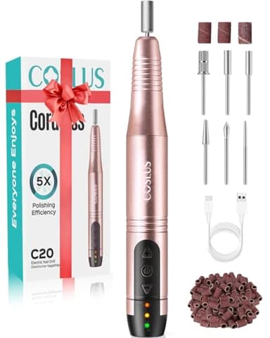 COSLUS C20 Kabellos Tragbar Nagelfräser, 11 in 1 Profi Maniküre und Pediküreset, Nagelfeile für Gelnägel und Acrylnägel, Nagelformen, Entfernen von Hornhaut