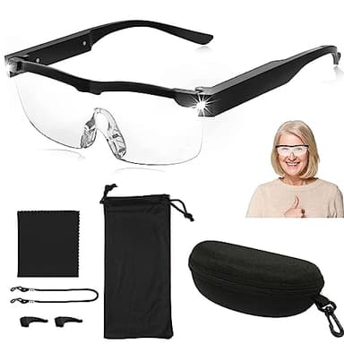 Lupenbrille mit Licht Testsieger,300% Vergrößerungsbrille mit 2 LED lichts,lupenbrille für brillenträger,Lupenbrillen mit Licht für Brillrägerent