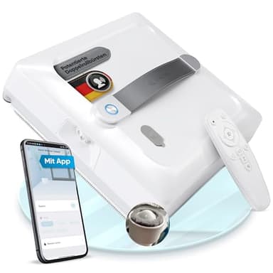 Fensterputzroboter [patentierte Rollbürsten] Fensterputzer elektrisch mit App-Steuerung [deutsch] Fensterroboter 3-Düsen Sprühfunktion & Anti-Fall-Sensoren | Winbot Roboclean Window Cleaning Robot