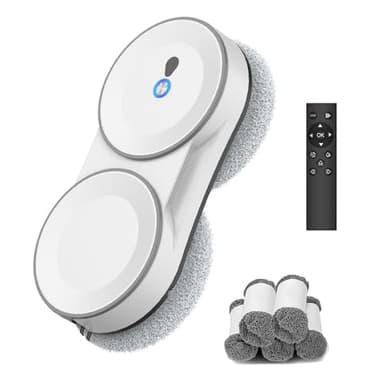 Fensterputzroboter, 5600 Pa Fensterroboter mit Fernbedienung, 3 Reinigungsmodi, mit Automatische Doppel-Sprühfunktion, Intelligente Navigation, mit 60ML Tank, für Glas und Glastüren (Weiß B)