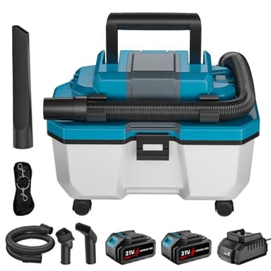 Akku-Nass-Trockensauger für Makita 18V Batterie, Industrie-Sauger mit HEPA-Filter, Universaldüse, 15kpa, 10L Tragbarer Werkstattsauger für Zuhause, Garage, Auto und Werkstatt (3000mah Akku*2)