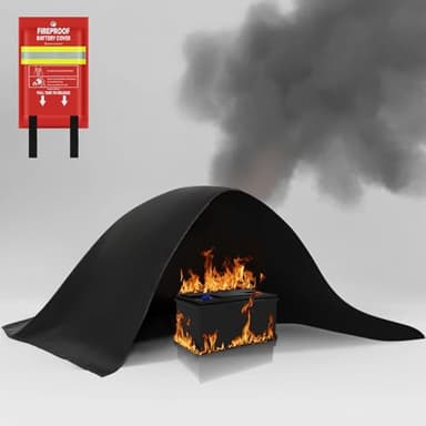 Feuerlöschdecke 100x125 cm, Brandschutzdecke für Lithium Akkus, Batteriespeicher, Elektrobrände, Löschdecke für E-Scooter, Fettbrände Auto Kamin, Grill, Laubsauger etc. Profi Feuerlöscher Decke