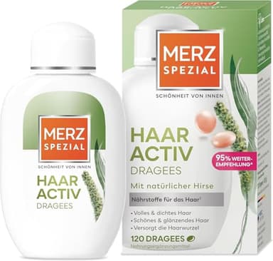 Merz Spezial Haar-Activ Dragees – Haar Vitamine für gesundes, volles & glänzendes Haar – Nahrungsergänzungsmittel mit Biotin, Zink & natürlicher Hirse – 1 x 120 Dragees