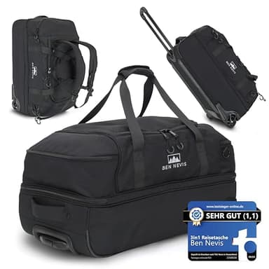 BEN NEVIS Reisetasche mit Rollen 80l [Recycelt] – 3-in-1 Tasche & Trolley & Rucksack | Luggage | Faltbare Reisetasche Damen und Herren Groß | Reisetaschen Rucksackfunktion | Travel Bag | Duffel Bag